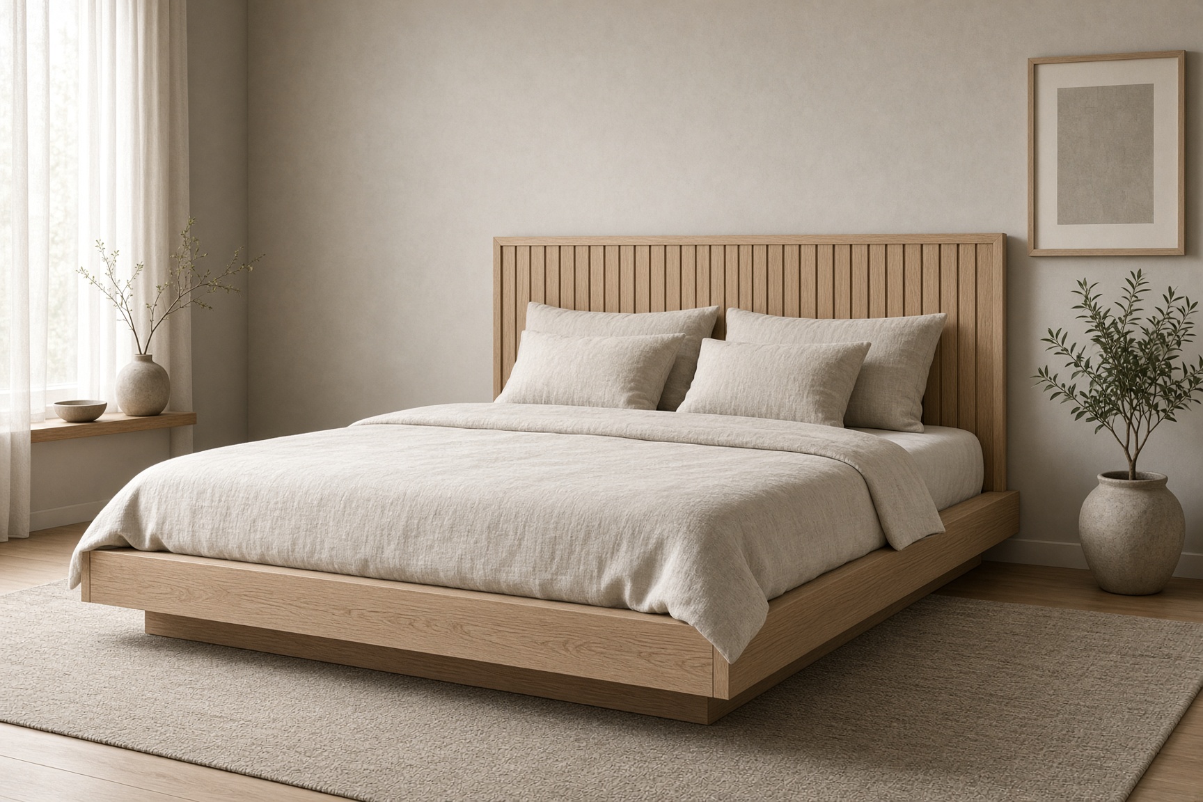 Quartersawn white oak platform bed