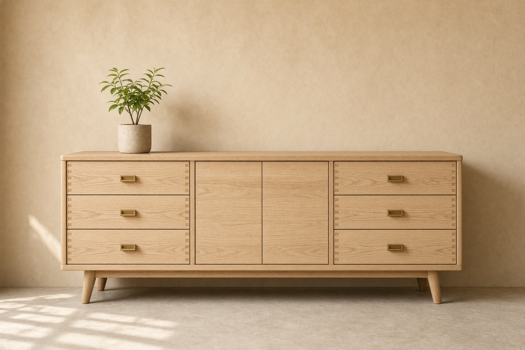 White oak credenza with dovetailed drawers
